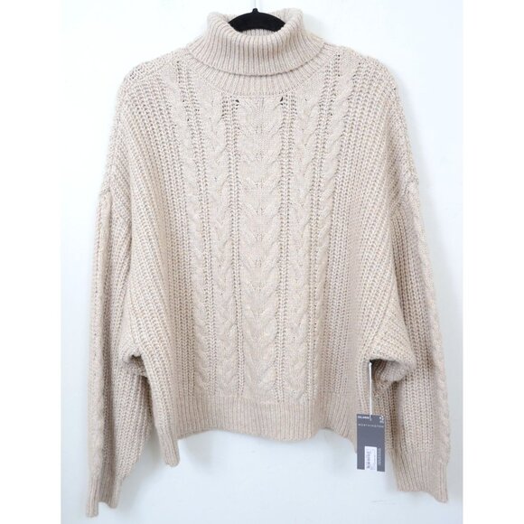 Worthington PLUS XXL Cable Knit Turtleneck Oversized Pullover Sweater Preppy NWT - Picture 1 of 9